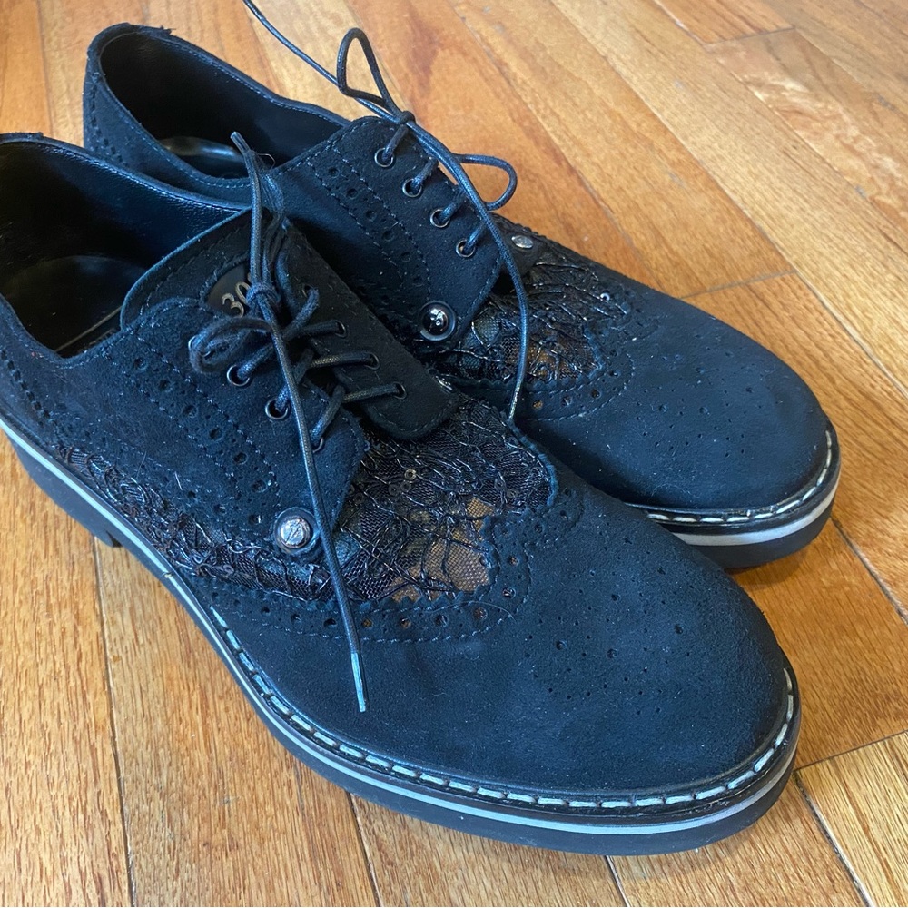 308 Madison Italian Black Lace Oxford Shoes ultralight